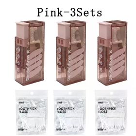 10Sets Portable Floss Holder Automatic Ejectable Includes 10Pcs Floss Organizer Press-on Carry-on Disposable Flossing Sticks (Color: Pink-3Sets)