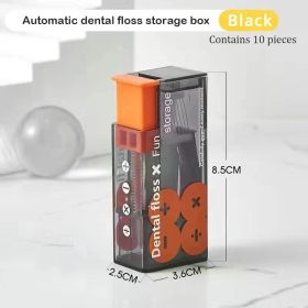 10Sets Portable Floss Holder Automatic Ejectable Includes 10Pcs Floss Organizer Press-on Carry-on Disposable Flossing Sticks (Color: Black-1PC)
