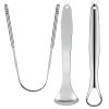 Premium 1pcs/3pcs Metal Tongue Scraper Cleaner for Adults & Kids, Portable Stainless Steel Tongue Scrapers Brushes for Removing